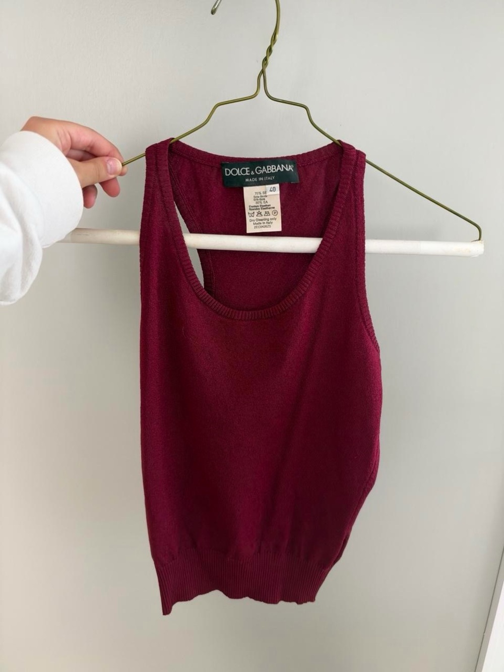 Dolce and Gabbana red knit top